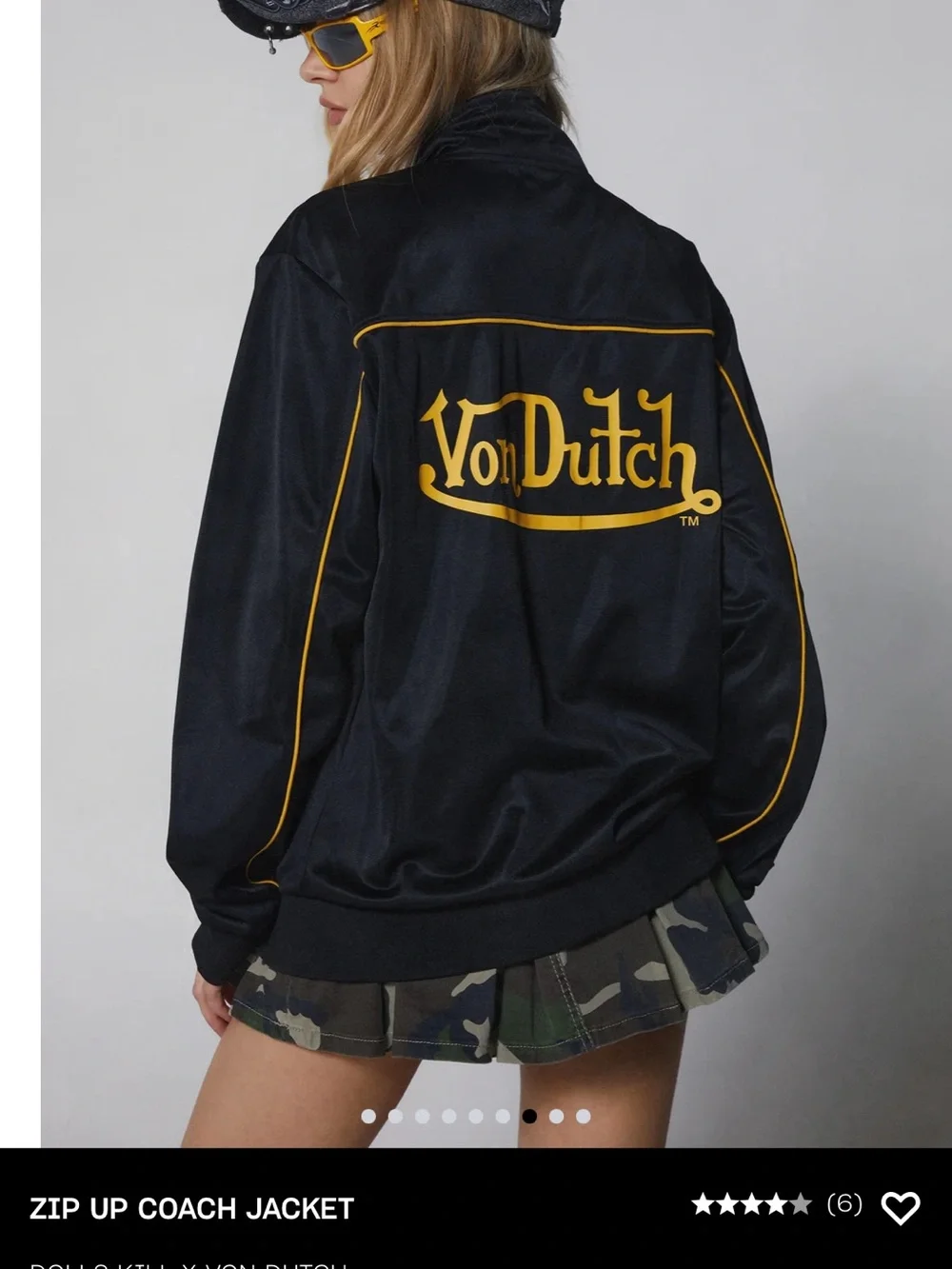 Von Dutch Black Jacket with Yellow Logo Piping - Picture 7 of 7